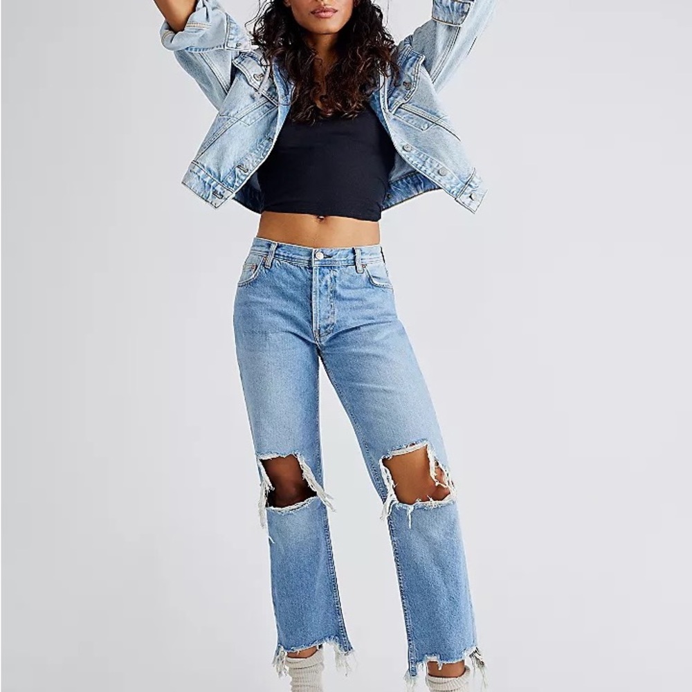 (A4) Free People Maggie Mid-Rise Straight-Leg Jeans, Size 25, NWT